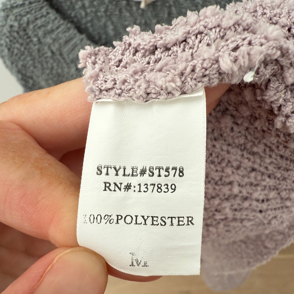 Debut Colorblock Knit Pullover Sweater Gray Cream Mauve Cozy Casual Fall Size M - Picture 6 of 6